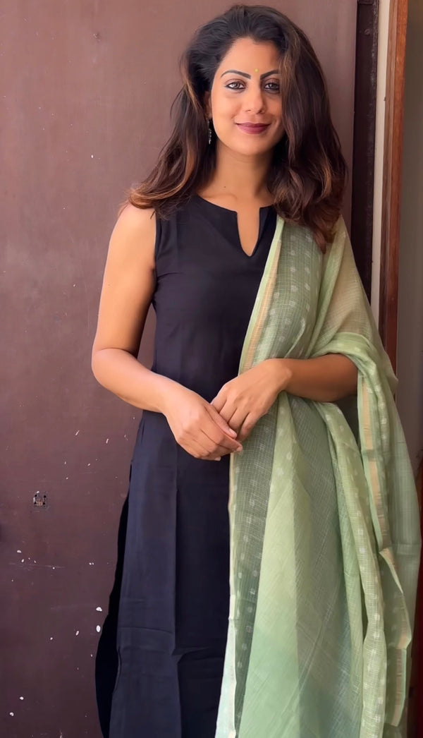 Pastel Green Kota Dupatta Combo