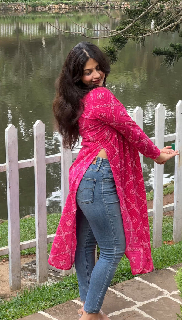 Bandhni High Slit Kurti