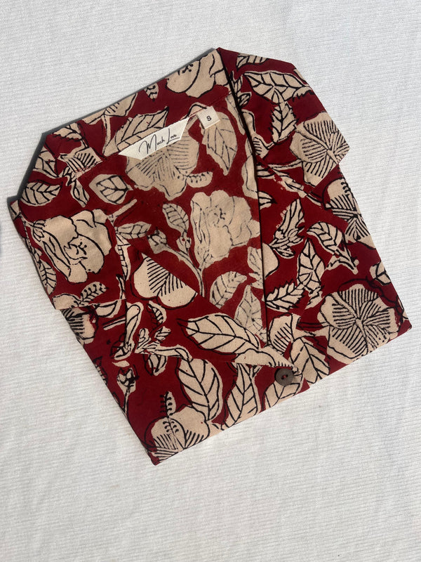 Crop Top - Maroon Floral (Handblock)