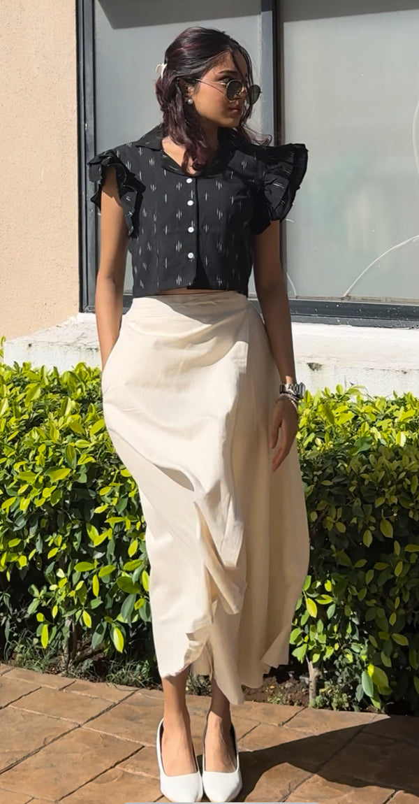 Mock Wrap Skirt - Offwhite