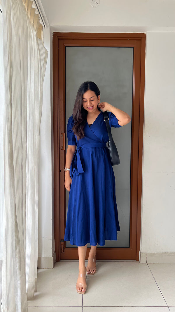 Semi Silk Wrap Dress - 2 Colors