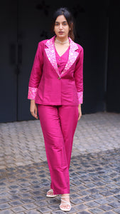 Pink Semi Silk 3Pc Suit