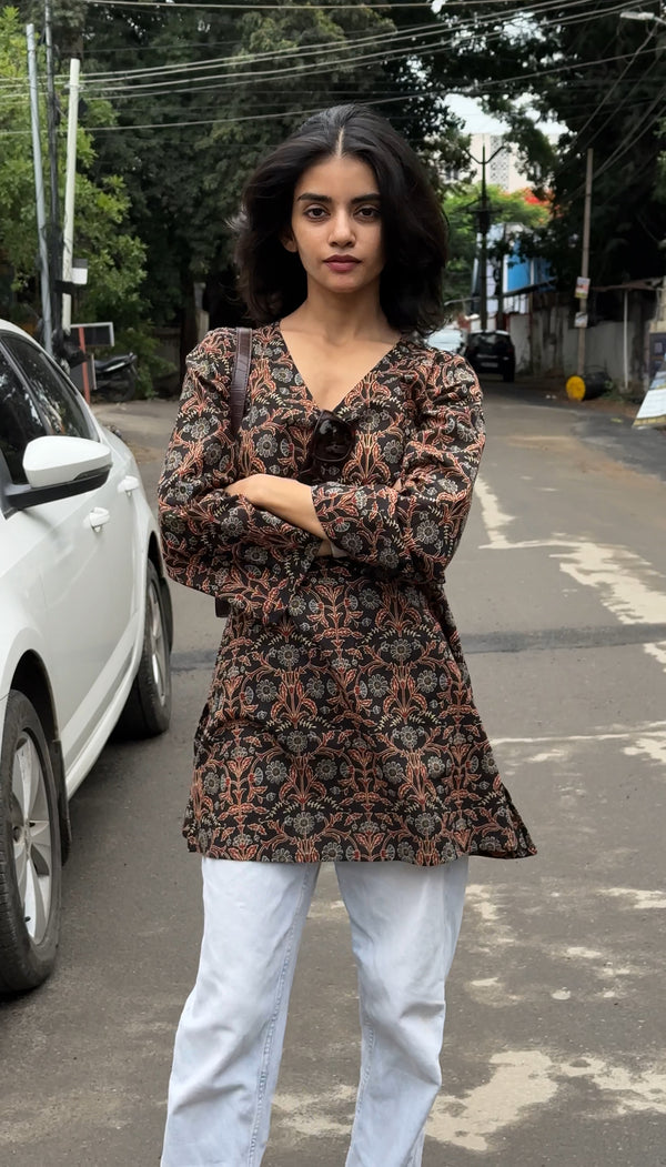 Short Kurta - Charcoal Black