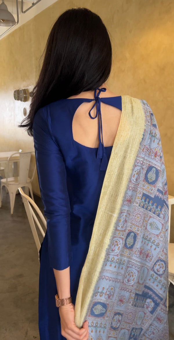 Blue Pista Dupatta Combo