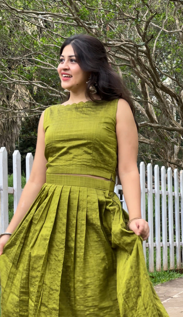 Kattam Skirt Co-Ord Set - Green