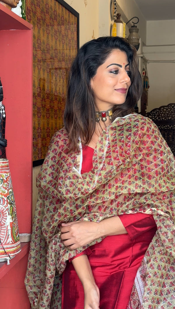 Green Kota Dupatta Combo