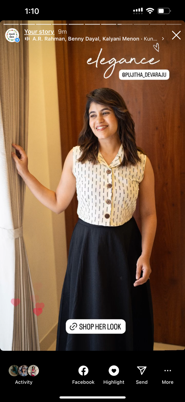 Black Semi Silk Midi Skirt