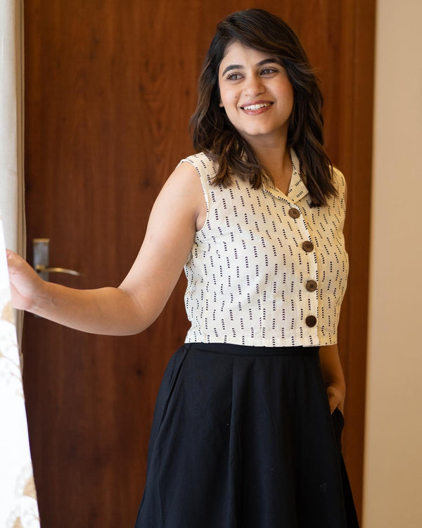 Black Semi Silk Midi Skirt