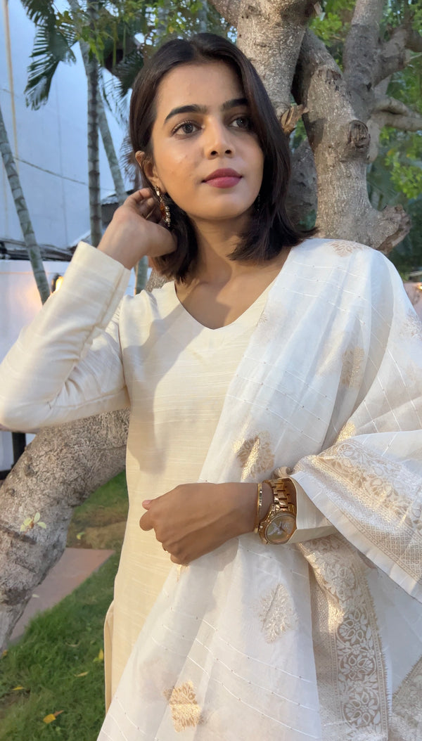 White Dupatta Combo