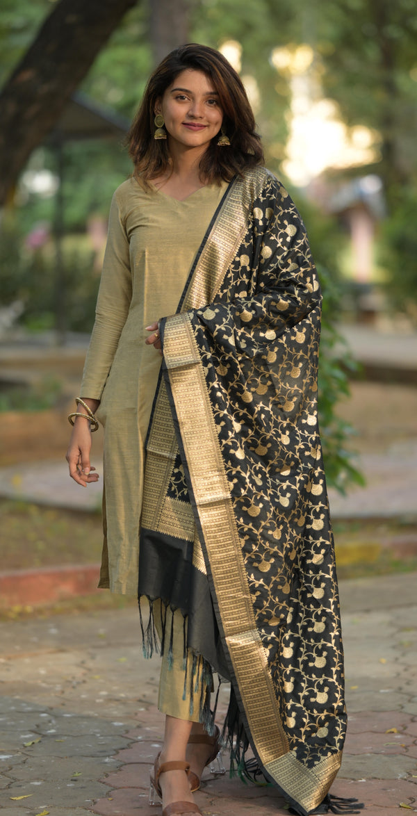 Black Banaras Dupatta Combo