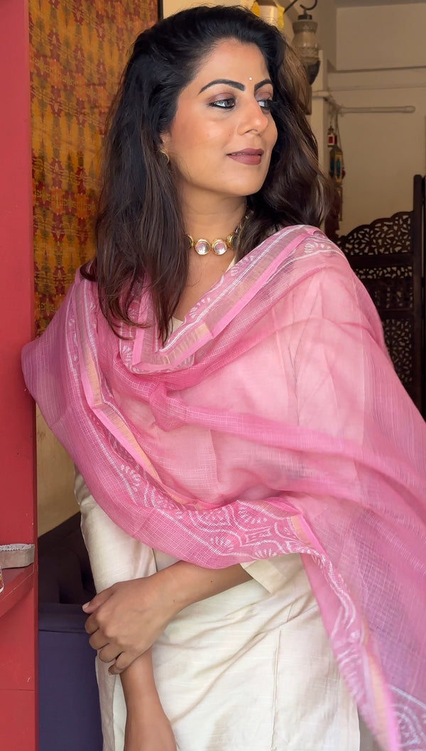Baby Pink Kota Dupatta Combo