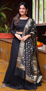 Black Dupatta Skirt Combo