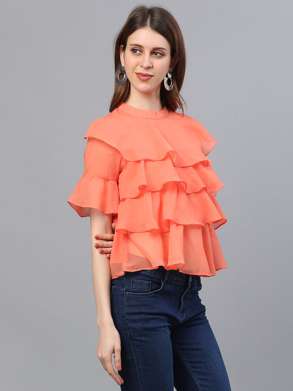 Orange Ruffles Top