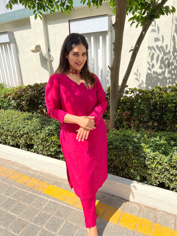 Rani Pink V Neck Set