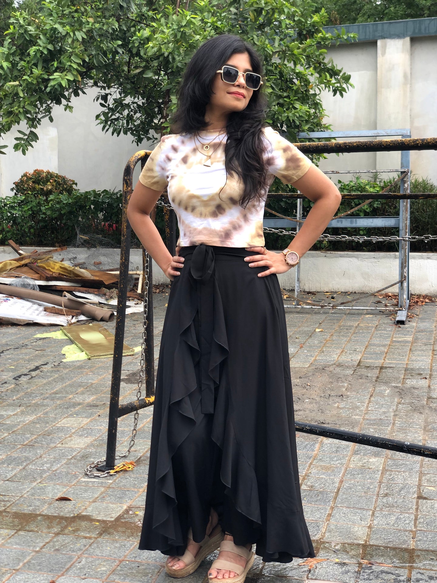 Black Ruffle Pant Skirt
